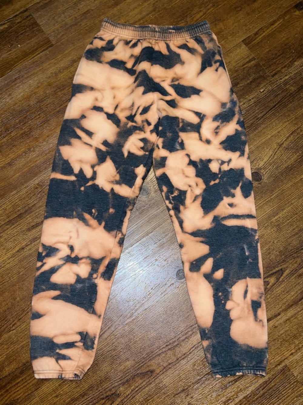 Gray Custom Tie-Dye Orange Acid Wash Cozy Elastic Waist Sweatpants Size M